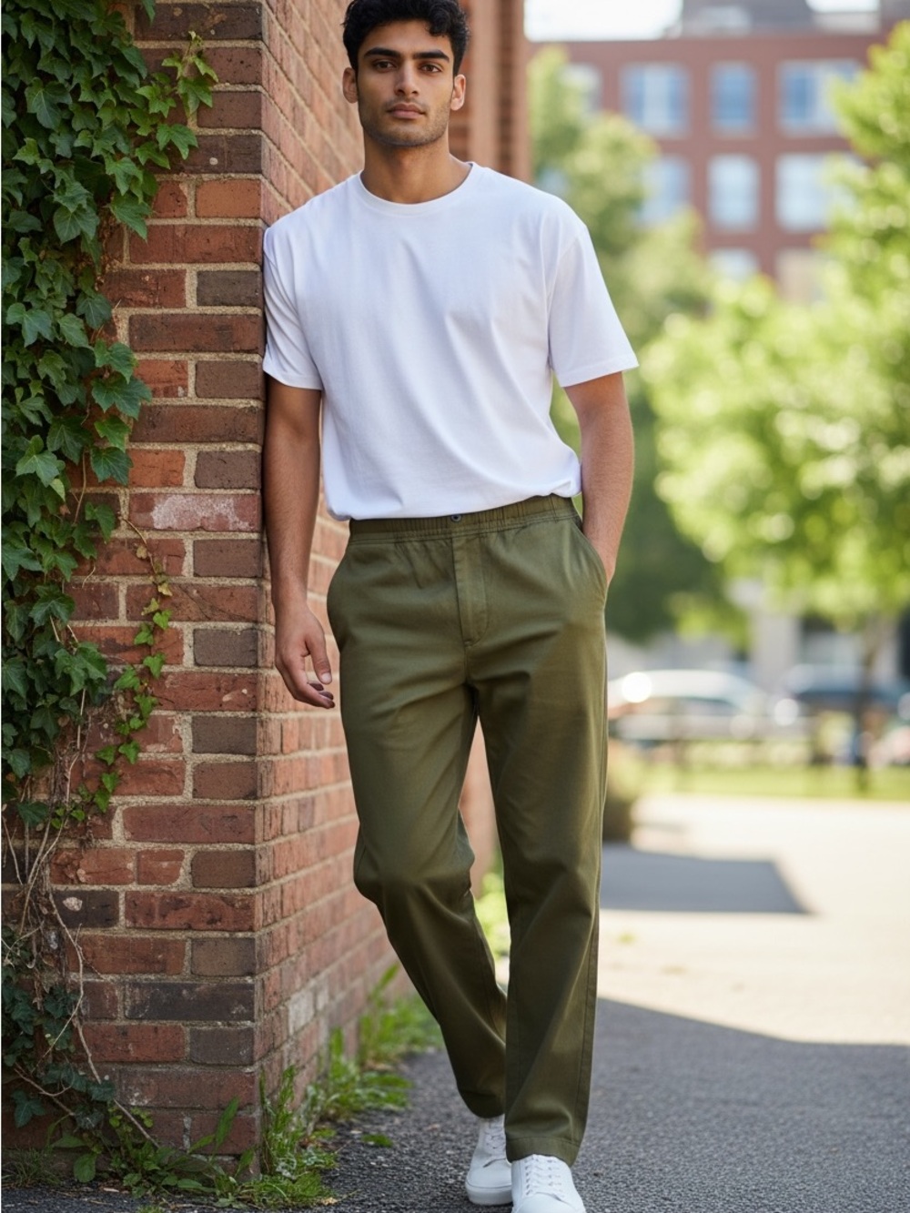 Scotch&Soda Men's Olive Green Casual Pants